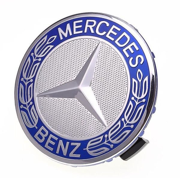 Blue Mercedes-Benz Alloy Wheel Centre Cap, 75mm.